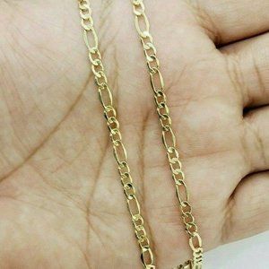 10K Solid Gold Figaro Link Chain Necklace